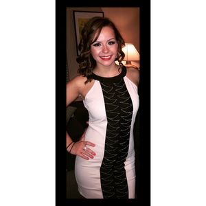 Cream Fringe Chain Fit Dress